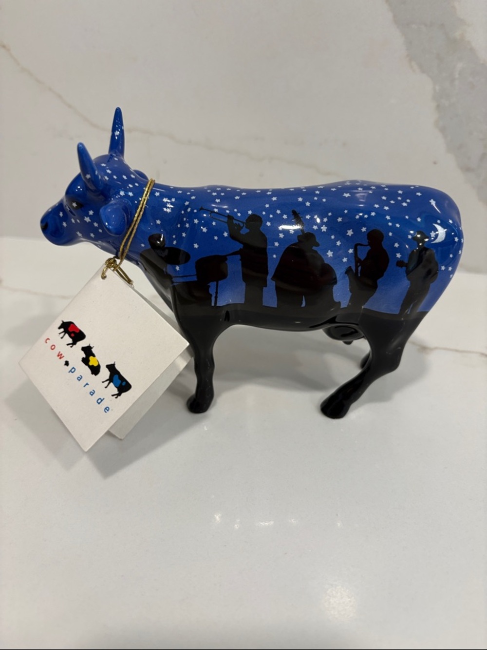CowParade Jazzy Cow  Blue Night Sky Cow Figurine